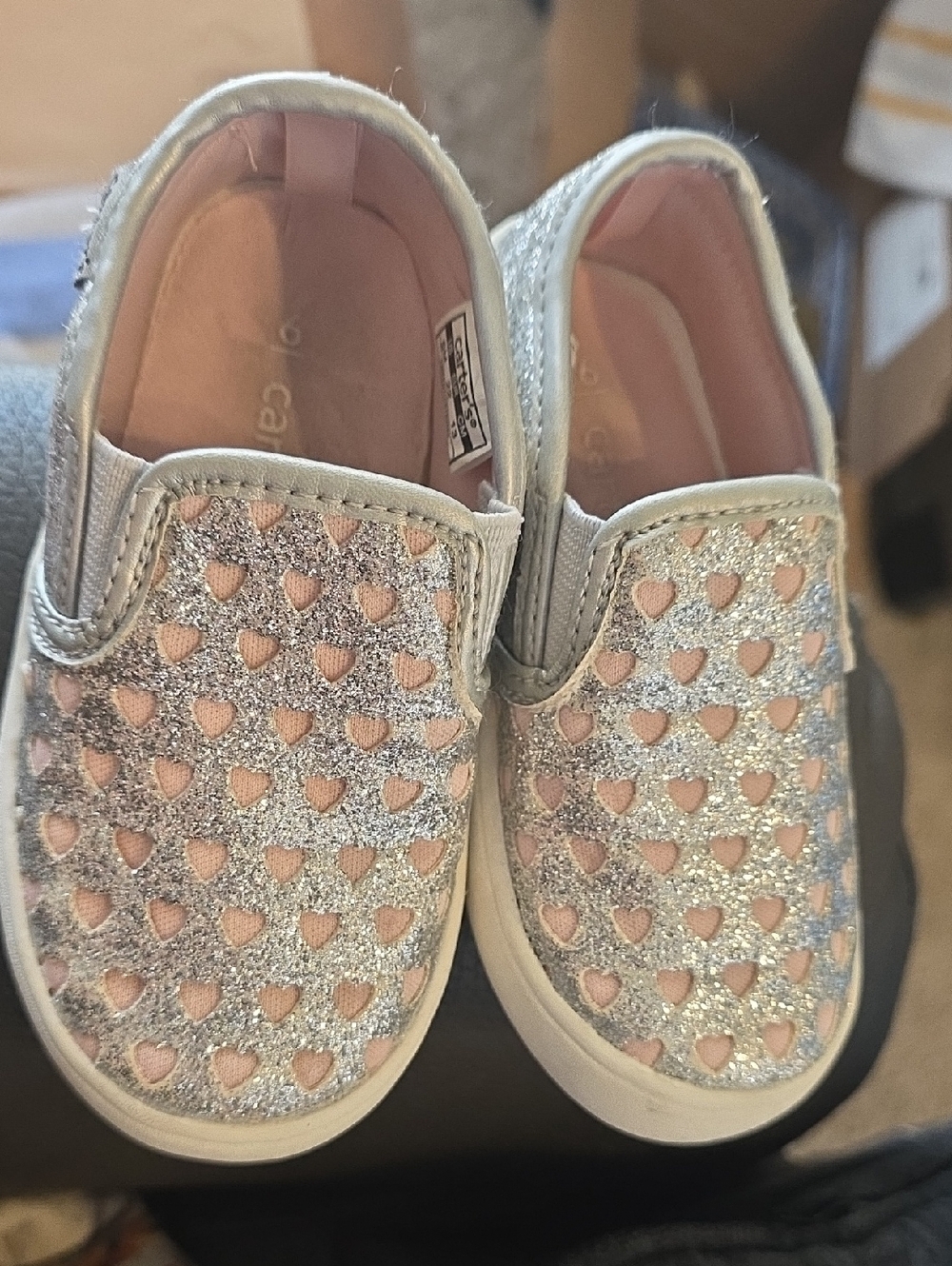 Silver sparkle Carter's With Hearts Size 6